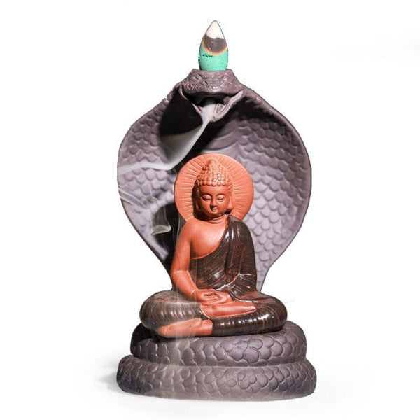 Snake Backflow Incense Burner With Buddha