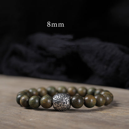 Spiritual Green Wooden Bead Bracelet