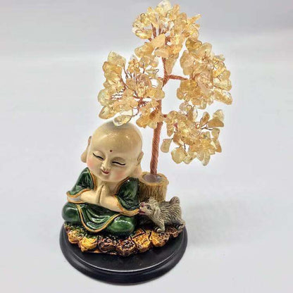 Laughing Buddha With Crystal Tree