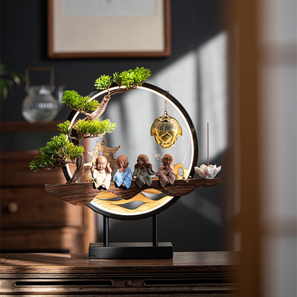 Four Wise Little Monks With LED Decoration