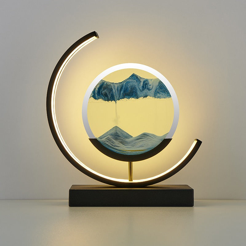 Moving Sand Moon Art Table Lamp USB LED Hourglass Night Light