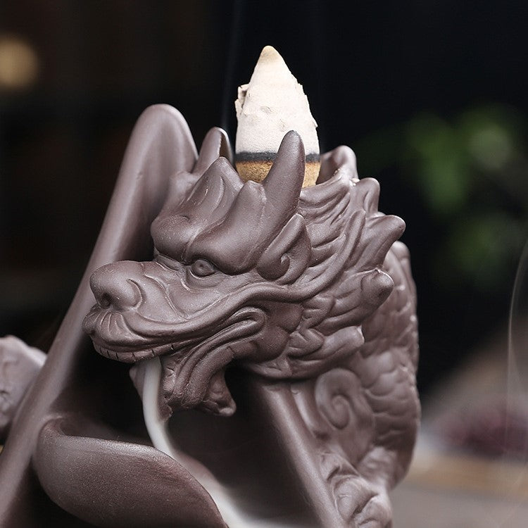Dragon Cascading Ceramic Incense Cone Burner