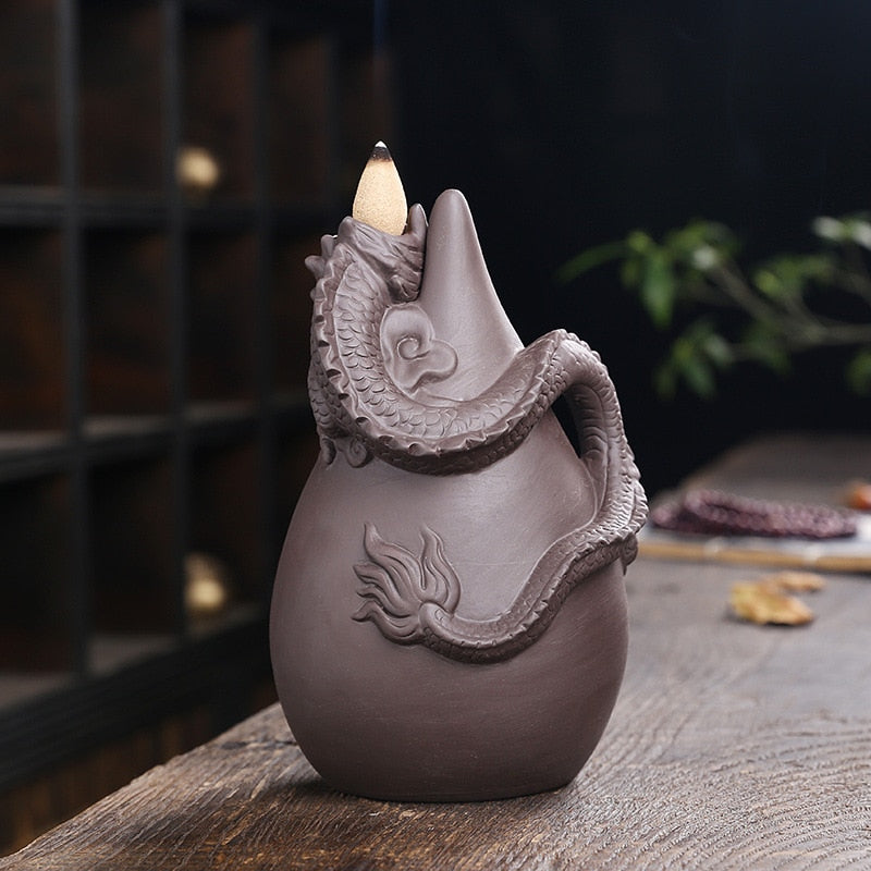 Dragon Cascading Ceramic Incense Cone Burner