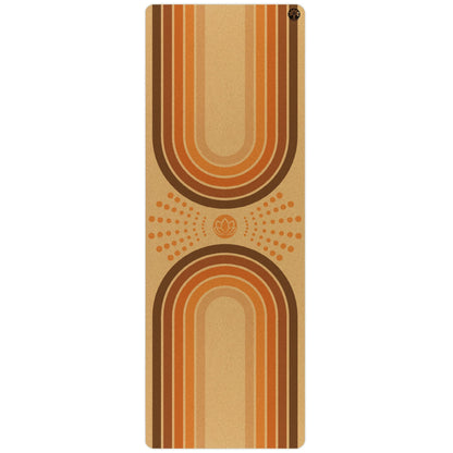 Yoga mat with retro design on a white background