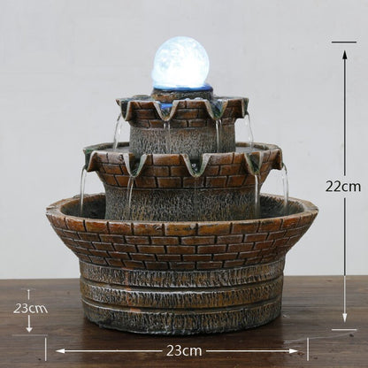 Landscape Zen Waterfall Indoor Fountain With LED Crystal Ball