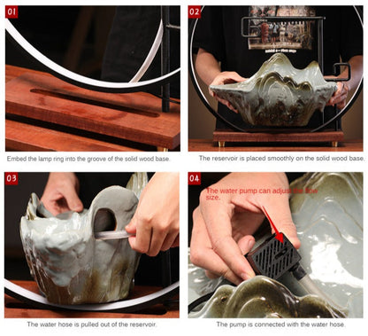 Zen Zen Swan Flowing Water Fountain Backflow Incense Burner