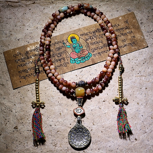 Tibetan Camel Bone 108 Mala Beads Bracelet / Necklace