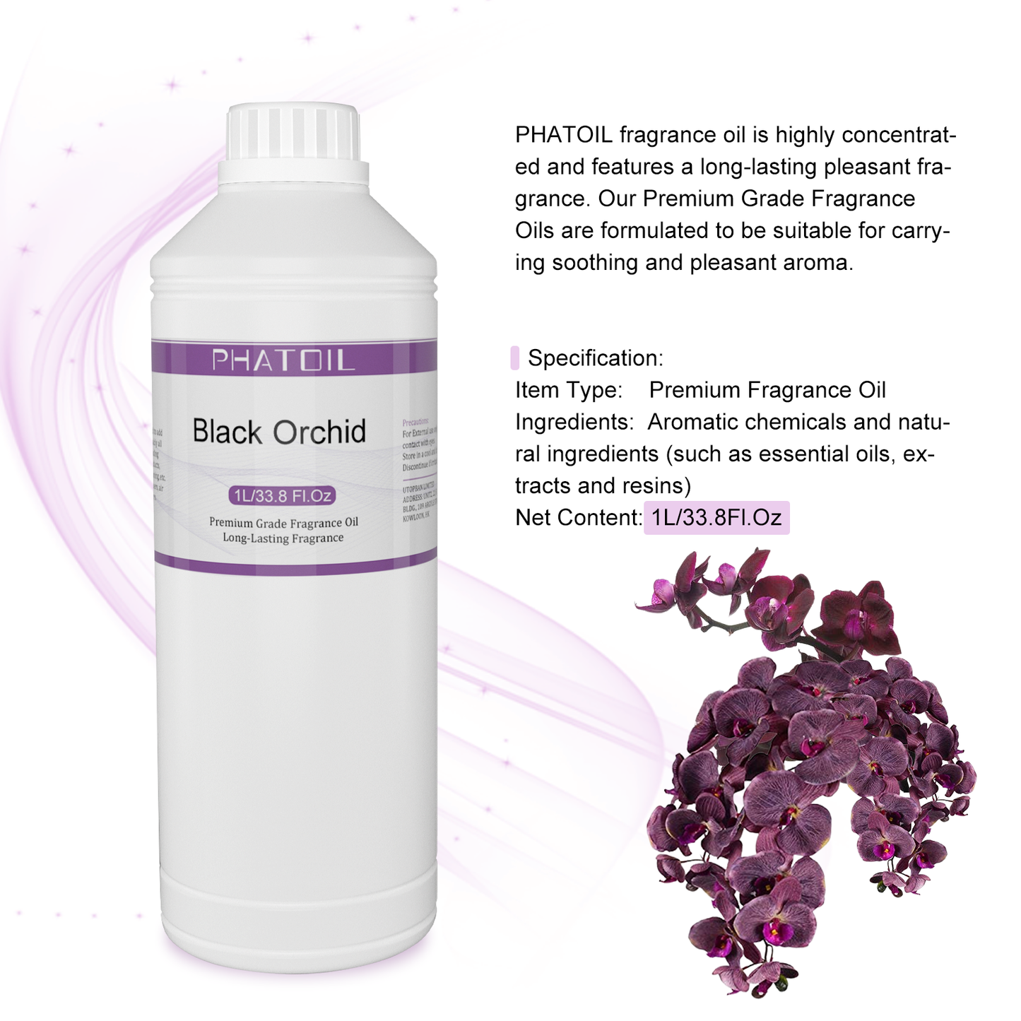 Phatoil 1000ml Perfume Oils for Fragrance With Droppers And Roll-On Bottles