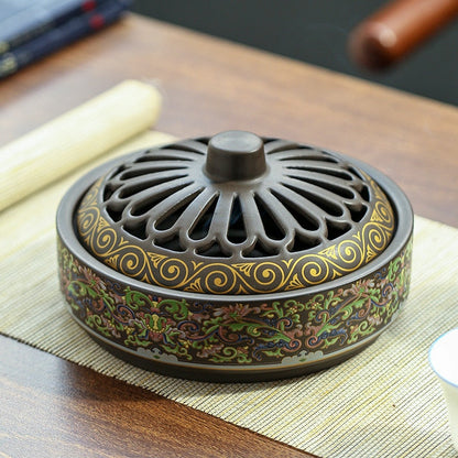 Enamel Ceramic Incense Coil Burner Ornament