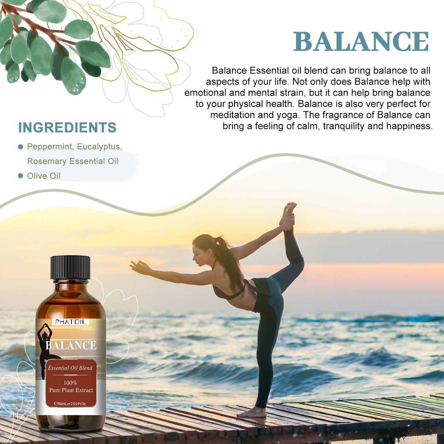 Phatoil 60ml Compound Essential Oil Pure Plant Extract With Dropper