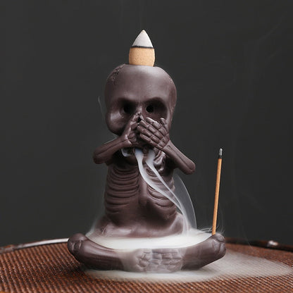 Halloween Skeleton Ceramic Backflow Incense Burner Holder