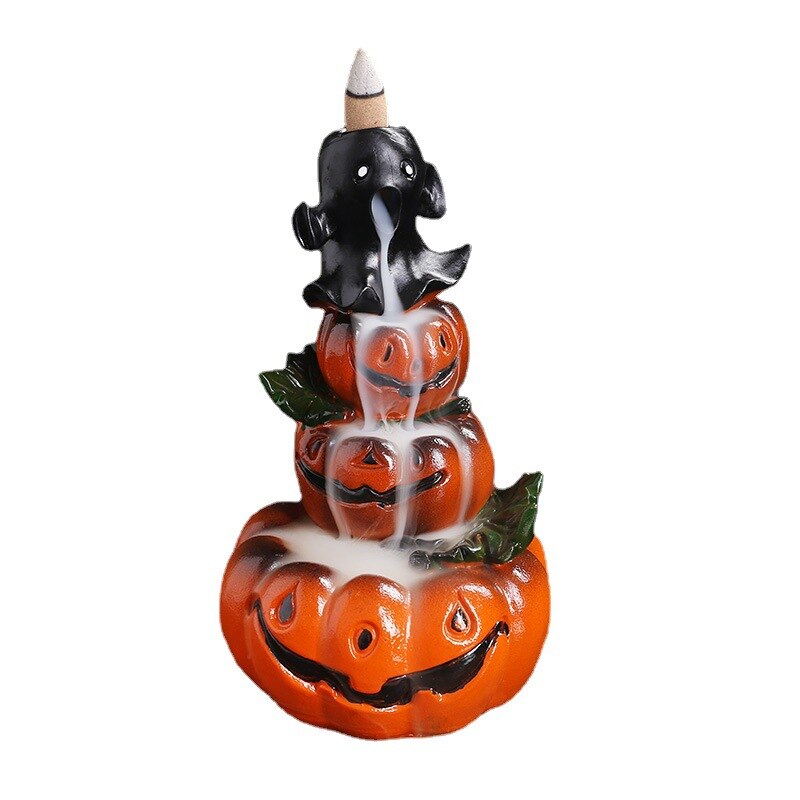 Handmade Halloween Pumpkin Backflow Incense Burner Waterfall