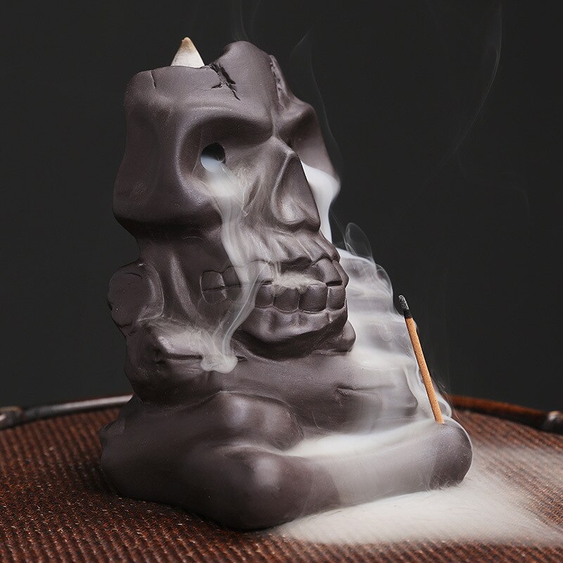 Halloween Skull Backflow Incense Burner Stick Holder