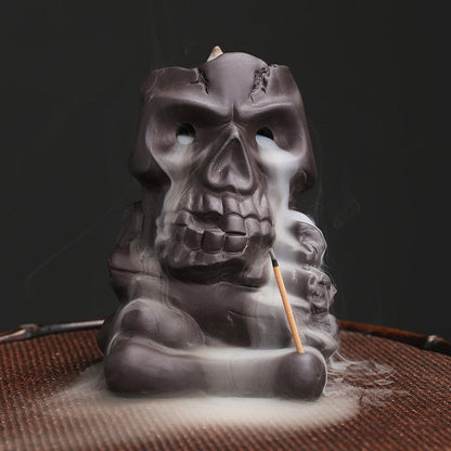 Halloween Skull Backflow Incense Burner Stick Holder