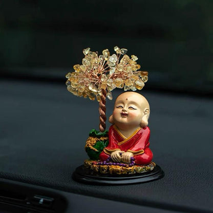 Laughing Buddha With Crystal Tree