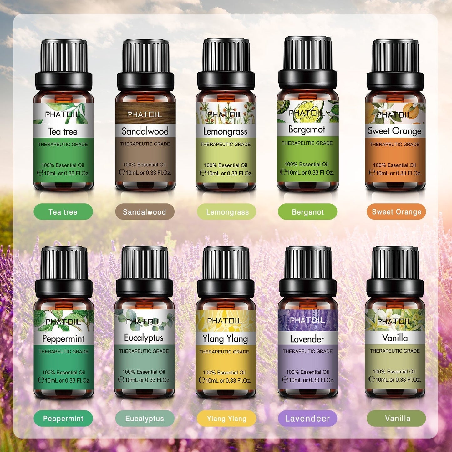 Phatoil Pure Natural Essential Oils Set (10 pcs)