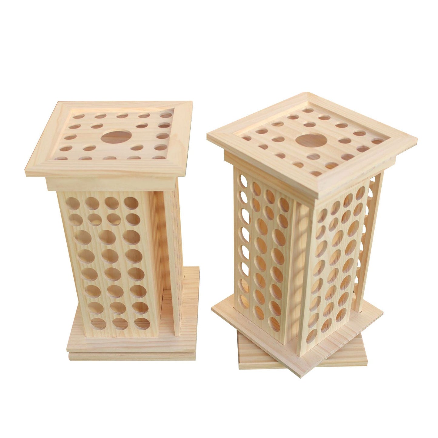 125 Hole Rotatable Essential Oil Bottle Holder Wooden Display Stand Storage