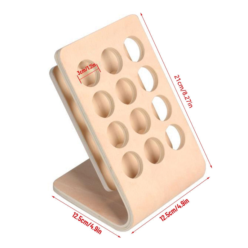 12 Holes Wooden Essential Oil Display Stand Tabletop Holder