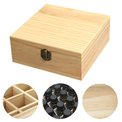 25 Slots Wooden Essential Oil Bottles Container Storage Box