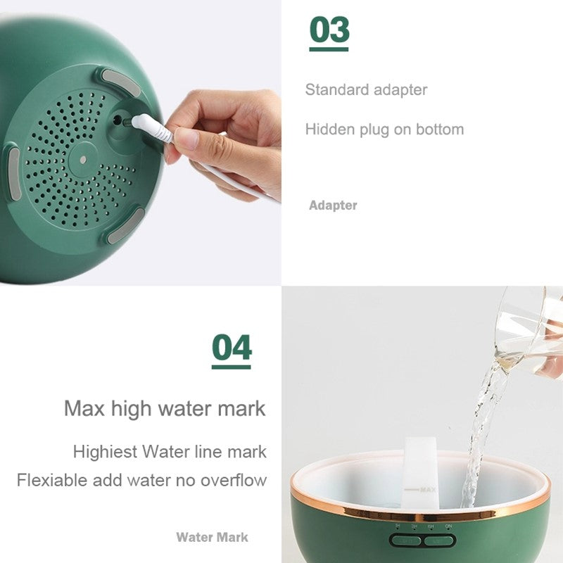 Wood Grain 600 ml Essential Oil Aroma Diffuser with 7 Color LED Lights