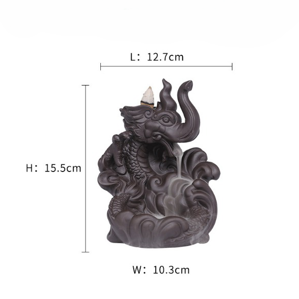 3D Relief Dragonphant Backflow Incense Burner