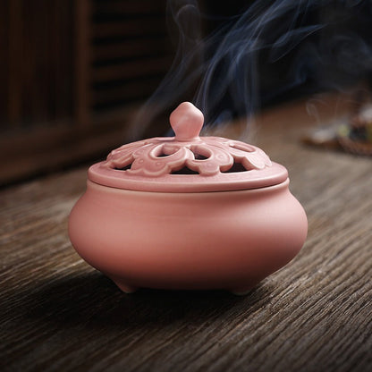 7-Color Retro Ceramic Incense Coil Burner Decoration