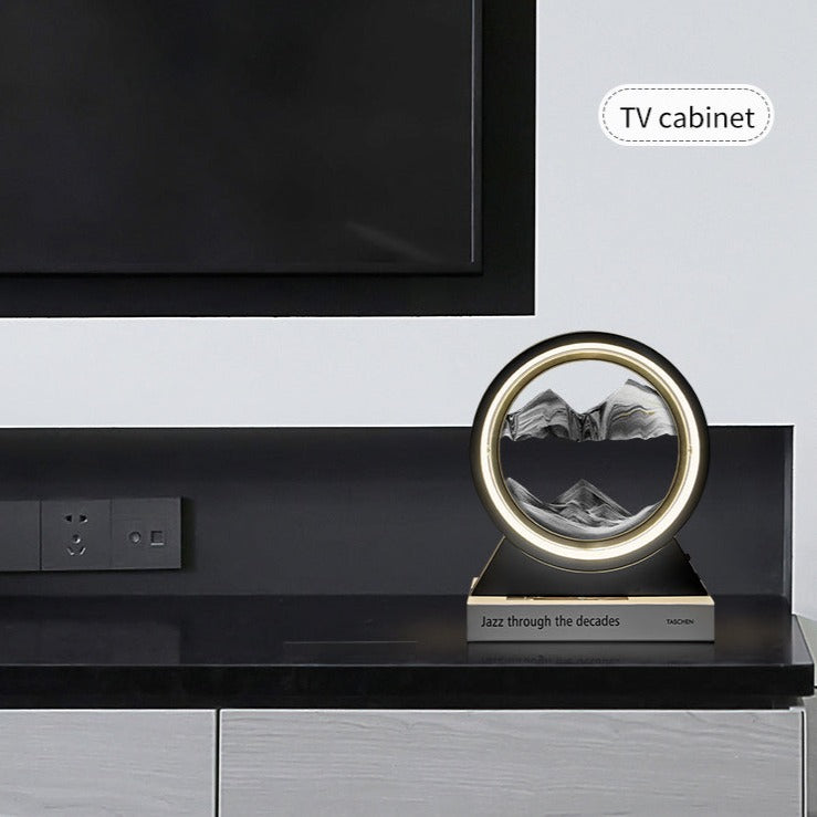 3D LED Light Round Quicksand Sand Art Table Lamp