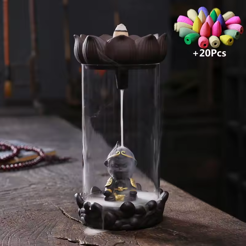 Glass Little Monk Backflow Incense Burner