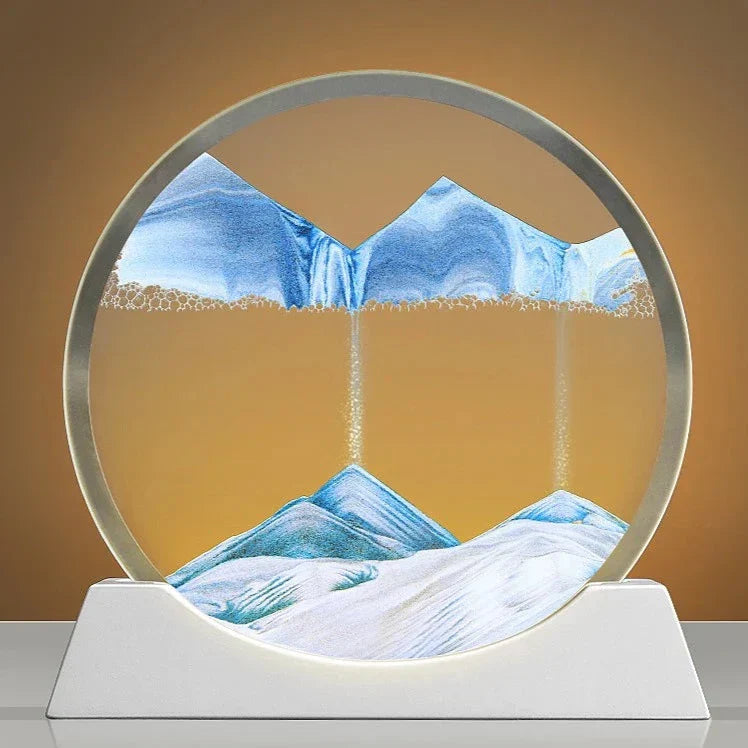 3 Color USB Moving Sand Art LED Round Table Lamp