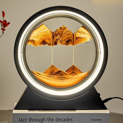 3D LED Light Round Quicksand Sand Art Table Lamp