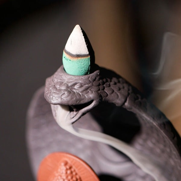 Snake Backflow Incense Burner With Buddha