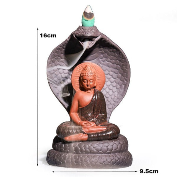 Snake Backflow Incense Burner With Buddha