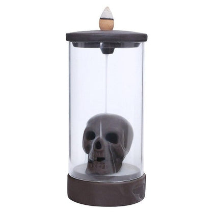 Immortal Skull Backflow Glass Incense Burner With LED