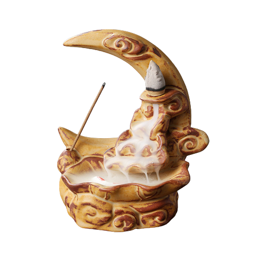 Moon Backflow Incense Burner With Waterfall
