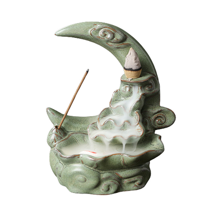Moon Backflow Incense Burner With Waterfall