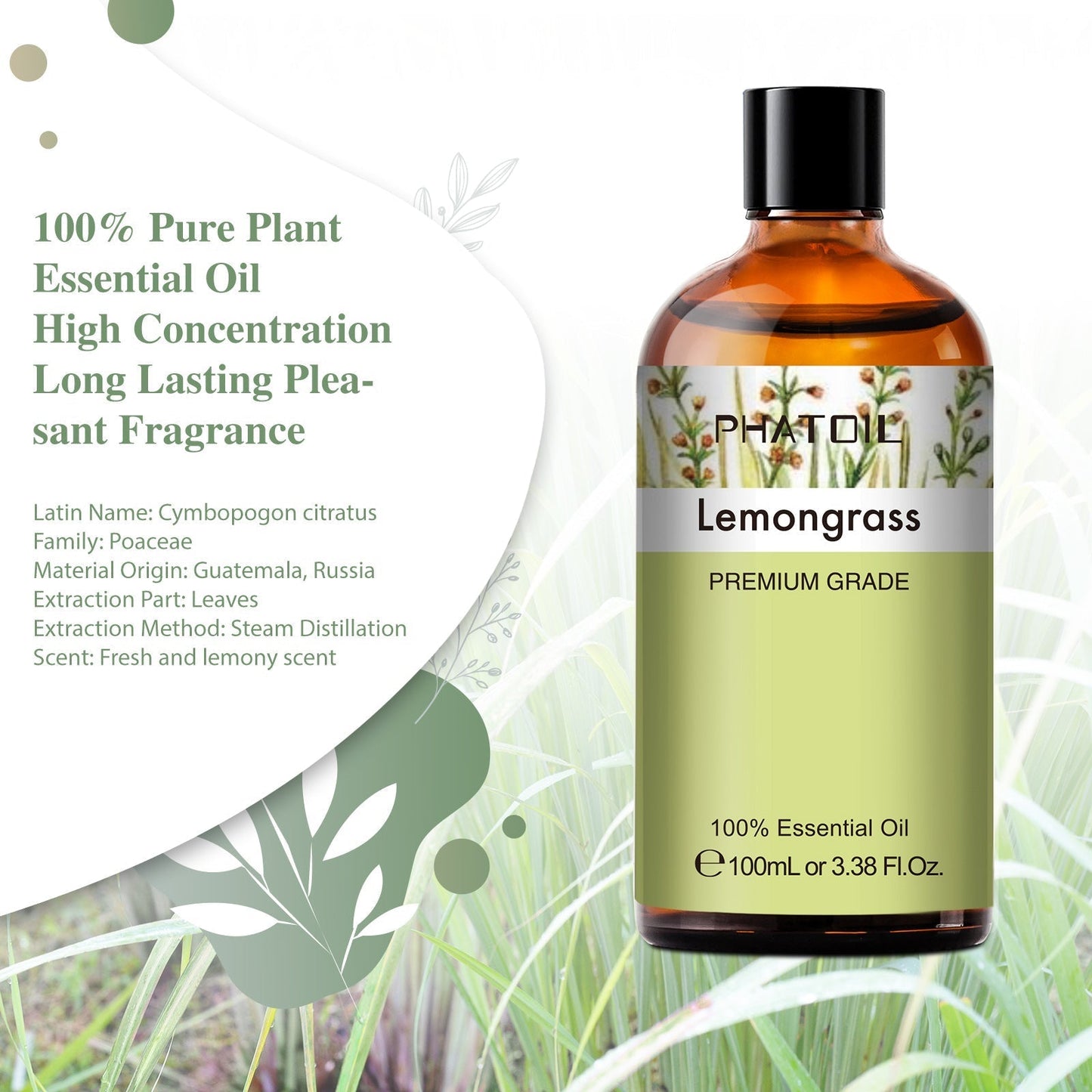 100ml Phatoil Pure Natural Essential Oil With Dropper