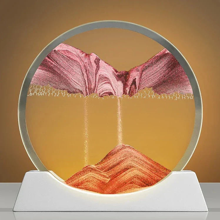 3 Color USB Moving Sand Art LED Round Table Lamp